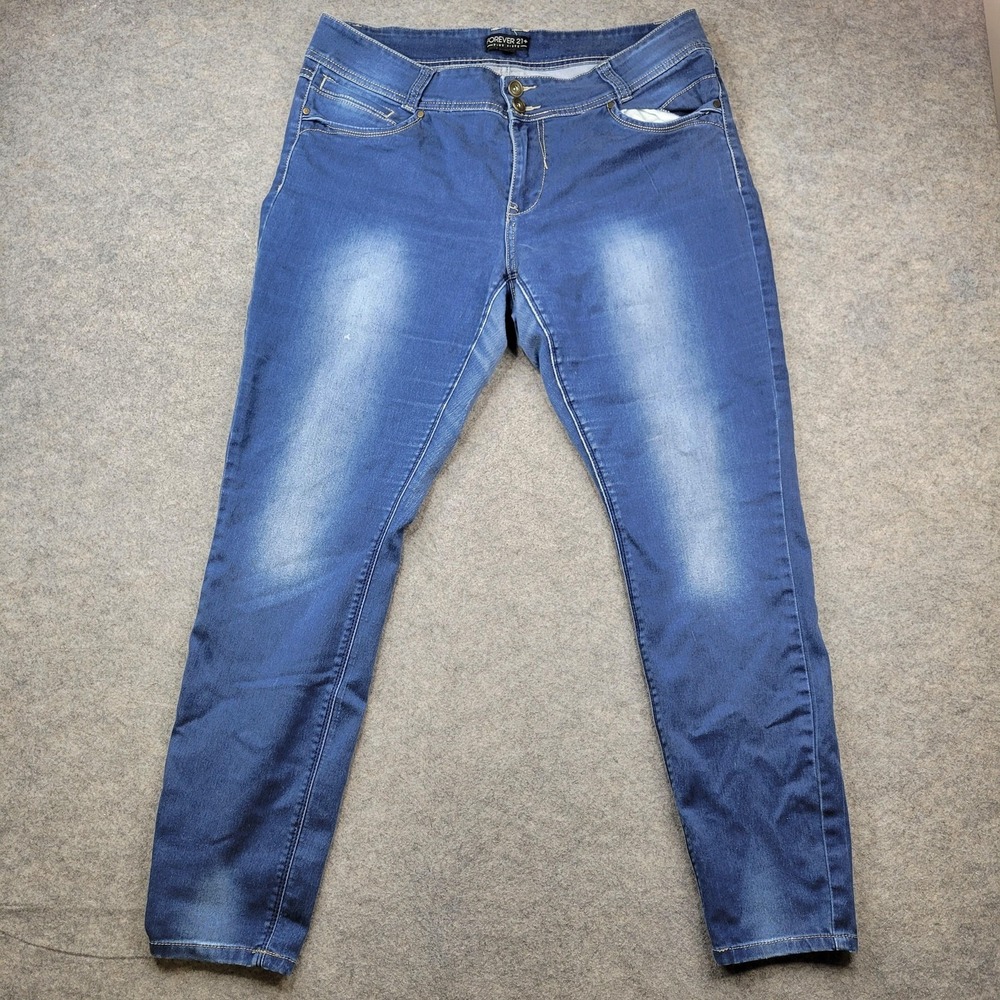 Forever 21 Jeans Womens 16 Blue Medium Wash High Rise Skinny Stretch Denim Plus